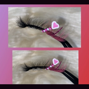 Hot pink and white heart rhinestone and hot pink glitter