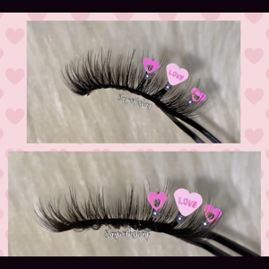 Light pink love heart and hot pink heart rhinestone