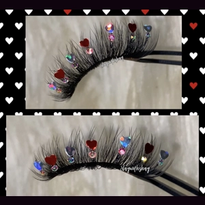 Silver and red holographic heart rhinestone