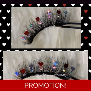 Silver and red holographic heart rhinestone