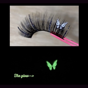 Black glitter glow in the dark butterfly