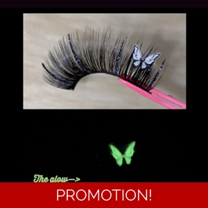 Black glitter glow in the dark butterfly