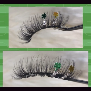 Gold & Green Lucky leaf & rhinestones