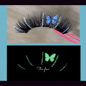 Glow in the dark blue butterfly glitter
