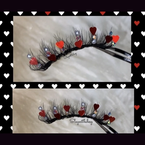 Mini red Heart and gold rhinestone