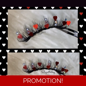 Mini red Heart and gold rhinestone