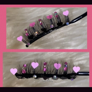 Hot pink top black bottom hearts and rhinestones