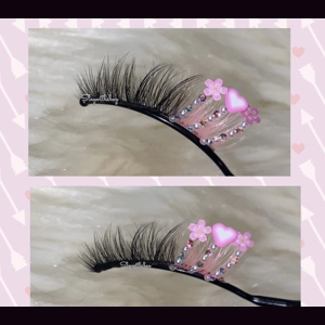 Pink heart flower pearl and rhinestone