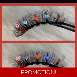 Red glitter with red and silver hearts