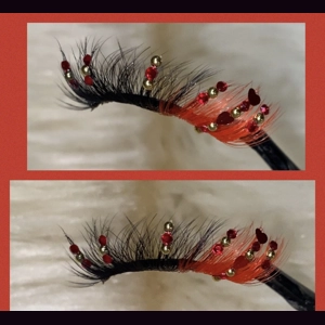 Gold & red with Heart on red lash