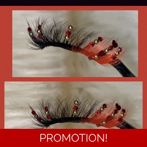 Gold & red with Heart on red lash