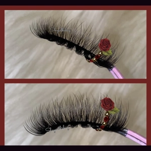 Red roses with gold & red rhinestones