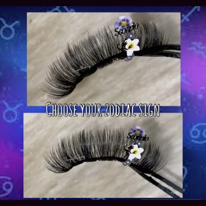 Purple floral zodiac lashes- CHOOSE YOUR ZODIAC