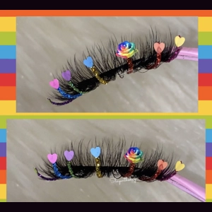 Rainbow flower hearts