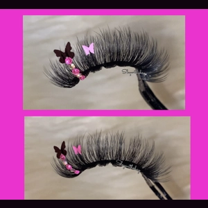 Hot pink and black rhinestone butterflies