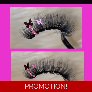 Hot pink and black rhinestone butterflies