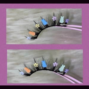 Easter bunny jumping in flowers