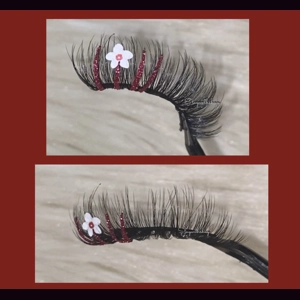 BURGUNDY GLITTER WITH WHITE FLOWER