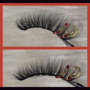 Red and gold rhinestone moon