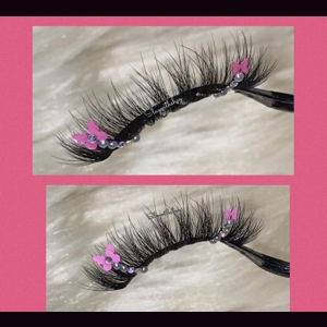 Hot pink butterfly pearls & rhinestone