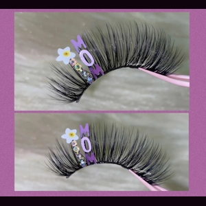 Purple MOM white flower rhinestone