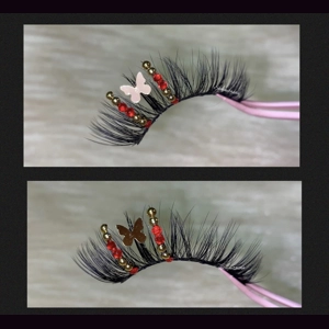 Gold and red rhinestones with butterfly