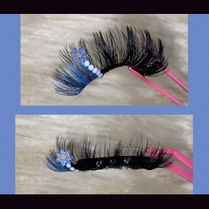 Blue flower white rhinestone