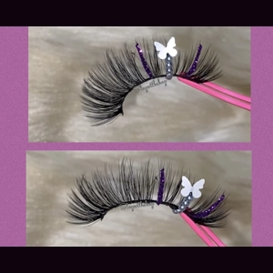 Purple glitter white butterfly