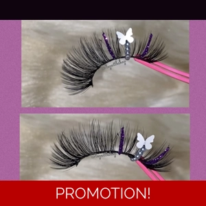 Purple glitter white butterfly