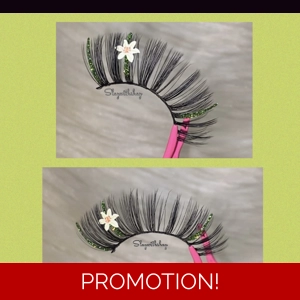 White flower green glitter