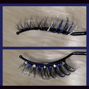 Rhinestone top royal blue glitter half bottom