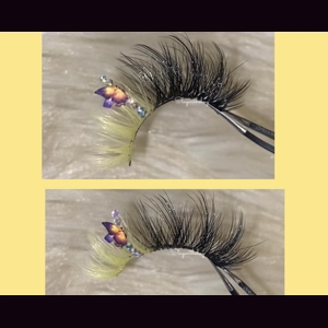 Yellow rhinestone purple butterfly