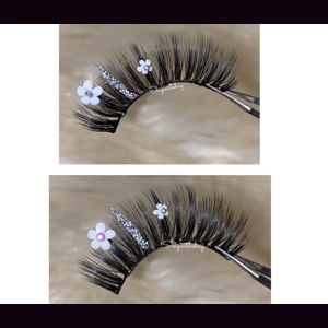 White flower disco silver glitter