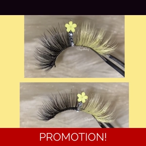 Yellowed flower rhinestone lash