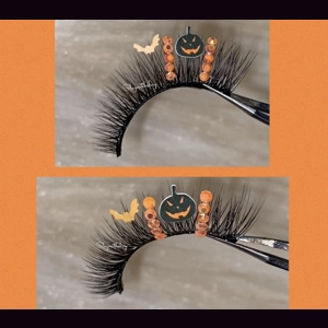 Angry pumpkin bat rhinestones