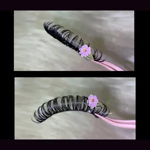Purple flower with a leaf+ pearl  and rhinestones