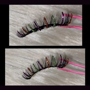 Orange purple green glitter Halloween lash