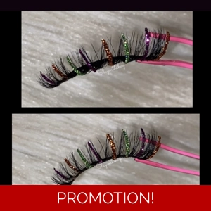 Orange purple green glitter Halloween lash