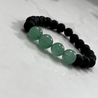 Green aventurine with lava stone Green aventurine with lava stone