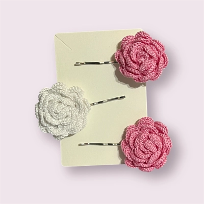 Micro crochet rose hair pin