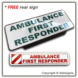 Ambulance First Responder Green Text on White Visor Sign