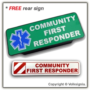 Community First Responder White Text on Green with SOL Visor Sign
