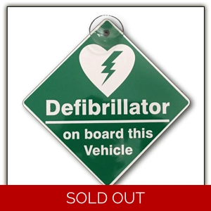 Defibrillator on board Window Suction Cup Sign