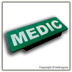 Medic White text on Green Visor Sign