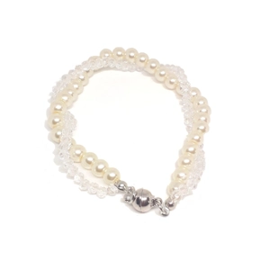 Multi row pearl magnetic bracelet (Silver pearl / white)