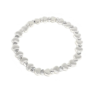 Flat heart bead bracelet (Silver)