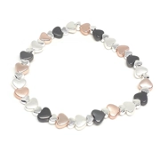 Flat Heart Bead Bracelet (Silver / Rose Gold / Grey)
