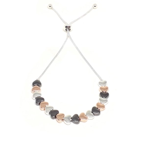 Flat Heart Drawstring Bracelet (Silver / Rose Gold / Black)
