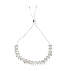 Flat heart drawstring bracelet (Silver)