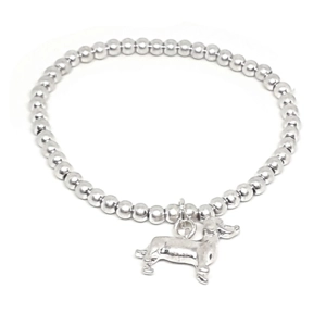 Dachshund / Sausage Dog Bead Bracelet (SIlver)